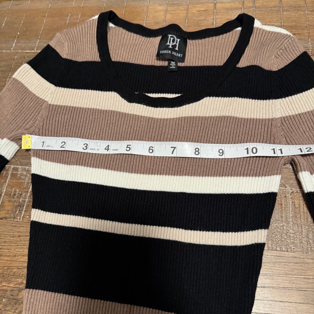 Derek Heart M Dress Ribbed Knit Bodycon Sweater Dress Midi Juniors Tan Black Crm - Picture 4 of 9